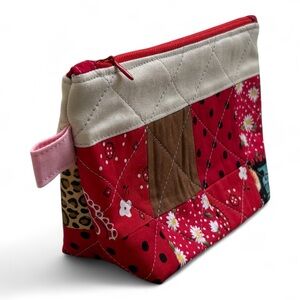 Patchwork Quilted Women's Bag - Red and Brown